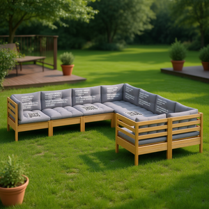 Set Lounge da Giardino Grigio e Legno Naturale 6 Posti, Arredamento da Esterno Resistente alle Intemperie, Design Contemporaneo in Legno di Pino - Product Image 2