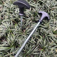 Accessoires pour tentes de plein air : Piquets de tente en acier en forme de T avec tête en plastique, filetage torsadé manuel, rotatifs, pour fixation au sol, 21 cm