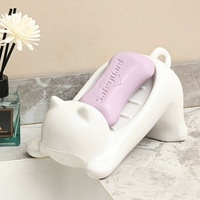 Accessoires de salle de bain, porte-savon en céramique mignon en forme de chat avec trous de drainage, porte-éponge à savon avec drainage