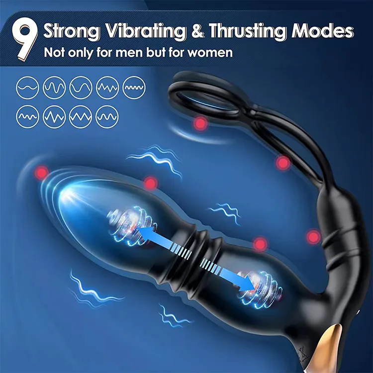 Anal Thrusting Vibrator Prostate Massager Cock Ring Remote Control Anal Sex Toy Butt Plug G Spot Vibrator Adult Toy For Men