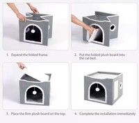 Litière pour chat à double pont pliable planche à gratter pour chat une maison fermée quatre saisons disponible pour chat