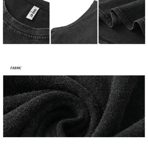 Camiseta Personalizada de Color Negro 100% Algodón, Serie High Street, Lavado Ácido, Estampado de Letras, Sin Mangas, Holgada - Product Image 6