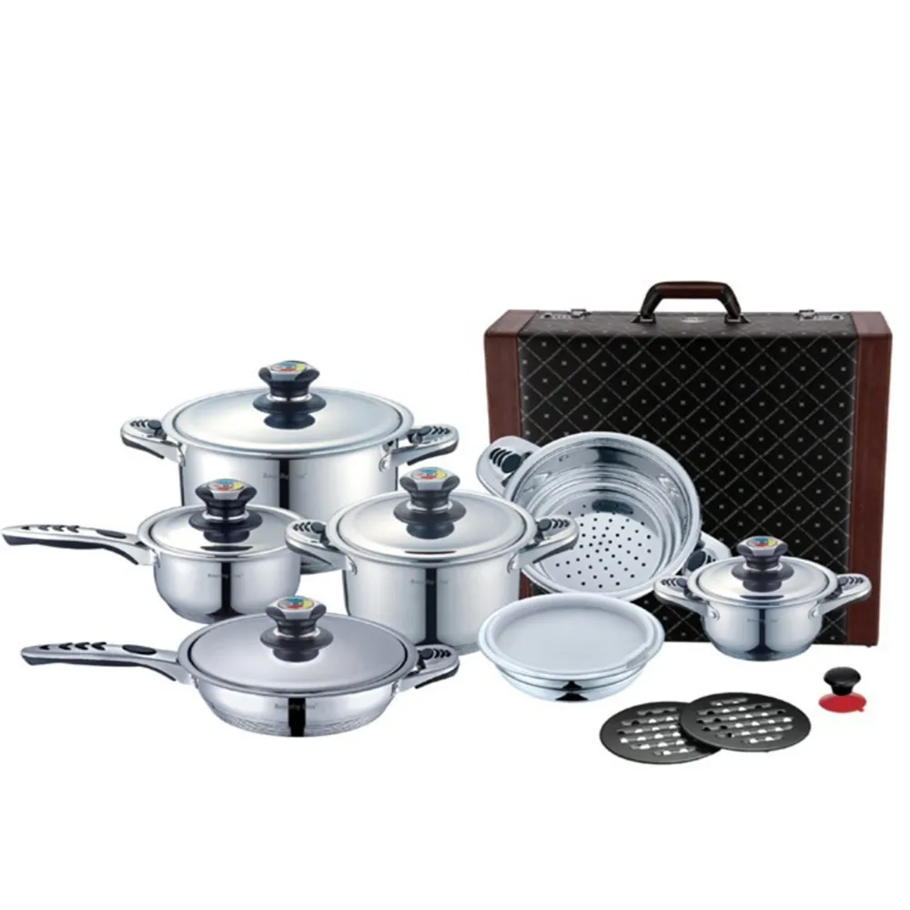 QANA Factory Wholesale OEM induction cookware german style swiss line capsule bottom amc cooking sets pots and pans Utensils