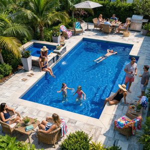 สระว่ายน้ำสำเร็จรูปขนาด 20 ฟุต ขายดี พร้อมกระเบื้องโมเสคพอร์ซเลน 10 เมตร ดีไซน์ไฟเบอร์กลาสอัจฉริยะ สำหรับขาย สปาพูล - Product Image 1