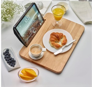 100% planche à découper en <span class=keywords><strong>bois</strong></span> de chêne et plateau de lit planche à découper en <span class=keywords><strong>bois</strong></span> de cuisine avec support pour <span class=keywords><strong>tablette</strong></span> et apéritifs - Product Image 1