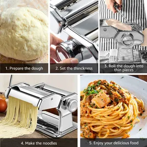 Amazon Bestseller Zelfgemaakte Spaghetti Fettuccini Roestvrij Staal Handmatige Pasta Maker Machine Cutter Hand Crank Noedels Makers Kit