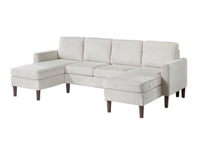 Ensemble de canapé en velours côtelé en forme de L, 3 pièces, avec pieds en bois, accoudoirs carrés, fonctions inclinables, housse amovible en gris foncé - Product Image 3