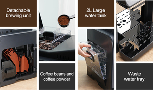 WS817 7 "renkli büyük ekran tam otomatik Espresso makinesi ile süt köpürtücü, ev & ofis için 21 tatlar