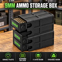 Boîte de rangement pour munitions de 9 mm, conception à 2 couches, 50 munitions par couche, boîte en plastique empilable avec tiroirs coulissants