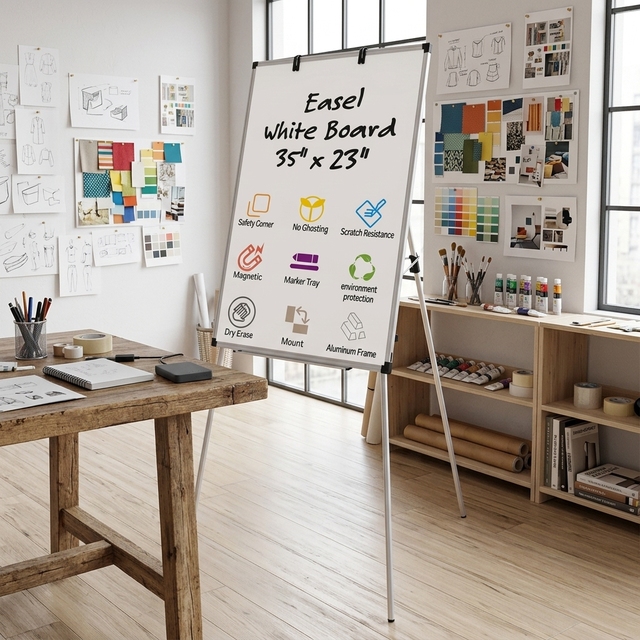Heavy Duty Tripod Easel Whiteboard Magnetic Double Sided Dry Erase Board Stable Mobile Presentation Flip Chart with Marker Tray