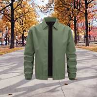 Blouson Bomber Décontracté Personnalisable pour Homme, Col Rabattu, Couleur Unie, Fermeture Éclair, Léger, Coupe Ample, en Polaire de Polyester