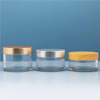 Récipient cosmétique de crème pour le visage en plastique PET pour crème pour le visage Pot en plastique blanc avec capuchon en bambou