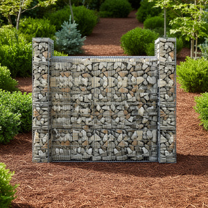 Paniers gabions en acier galvanisé, ensemble de 3 pièces, 9,8x9,8x77,6 pouces, pour aménagement paysager et terrasses - Product Image 2