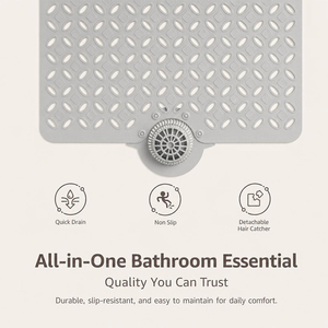 Tapis de bain antidérapant avec filtre à cheveux amovible, séchage rapide, en silicone, pour éviter l'accumulation de cheveux dans les drains - Product Image 6