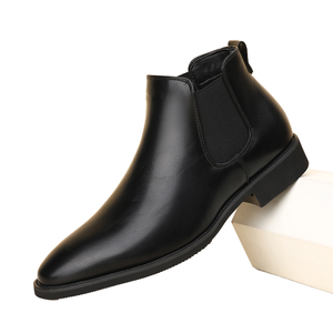 Italian Stylish Mens Chelsea <b>Boots</b> Slip on <b>Ankle</b> Shoes Soft Rubber Outsole Comfortable Dress Formal All Season - Product Image 1