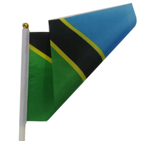 Produit publicitaire 14*21cm petit drapeau à main agitant les drapeaux tanzaniens électoraux avec poteau <span class=keywords><strong>en</strong></span> plastique - Product Image 4