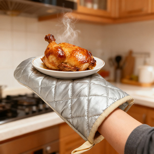 Guante de Lino y Algodón Resistente al Calor al por Mayor con Diseños Personalizados, Juego Promocional de Guantes de Horno y Protectores de Ollas para Cocina con Sublimación - Product Image 3