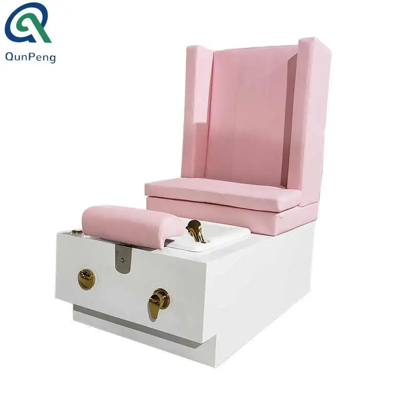 Qunpeng New Style Luxury Pedicure Spa Salon Furniture Pink Color Pedicure Stations Massage Pedicure Chair