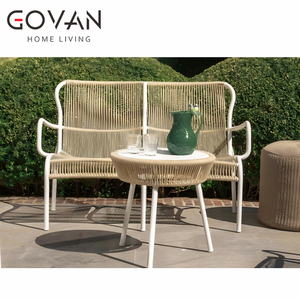Set di Divani <span class=keywords><strong>da</strong></span> Esterno per Hotel e Villa, in Alluminio con Intreccio in Corda, Divano a 2 Posti - Product Image 3