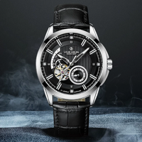 Luxuriöse 43mm Herrenuhr Leuchtende Mechanische Uhr Wasserdicht Lederarmband Zeiger Edelstahl Reloj Uhr für Männer