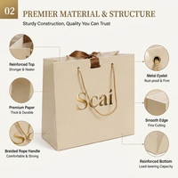 Sacs cadeaux en papier recyclé avec logo imprimé personnalisé, poignées torsadées en feuille d'or, service OEM ODM, vêtements de luxe, chaussettes