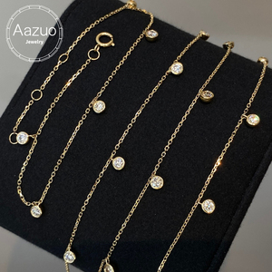 Aazuo Pulsera de oro de 18 quilates con diamantes naturales de 0,35 quilates, corte brillante redondo, minimalista, para niñas y niños, uso diario, joyería fina - Product Image 1