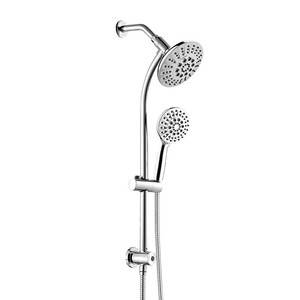 Juego de cabezal de ducha de mano con barra elevadora, ducha de lluvia redonda, prevención de corrosión, accesorios de baño portátiles - Product Image 1