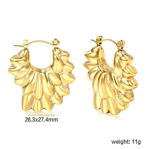 Pendientes de Aro en Forma de Pétalo, Chapados en Oro, de Acero Inoxidable, Joyería de Moda para Uso Diario de Mujer - Product Image 4