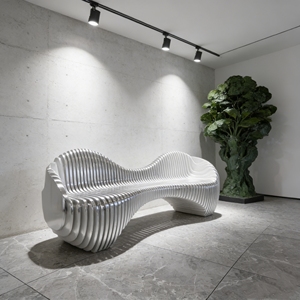 Sofá Combinado de Madera y Hierro con Forma de Arco Artístico Y517, Banco Decorativo para Espacios Públicos, para Patio de Villa, Cafetería, Terraza, Área de Descanso de Oficina - Product Image 4