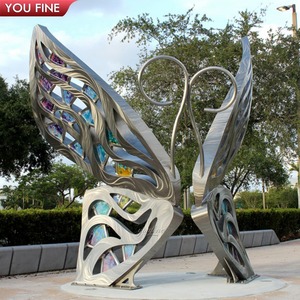 Scultura Moderna YOUFINE a Forma di Farfalla in Acciaio Inossidabile Colorato per Decorazione di Giardini e Parchi all'Aperto - Product Image 5