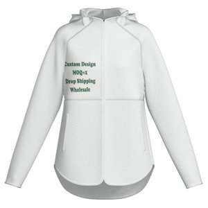 Giacca da <span class=keywords><strong>Donna</strong></span> alla Moda Personalizzabile Taglie Forti Lunga con Cappuccio Stampa su Richiesta Motivo Polinesiano Plumeria - Product Image 5