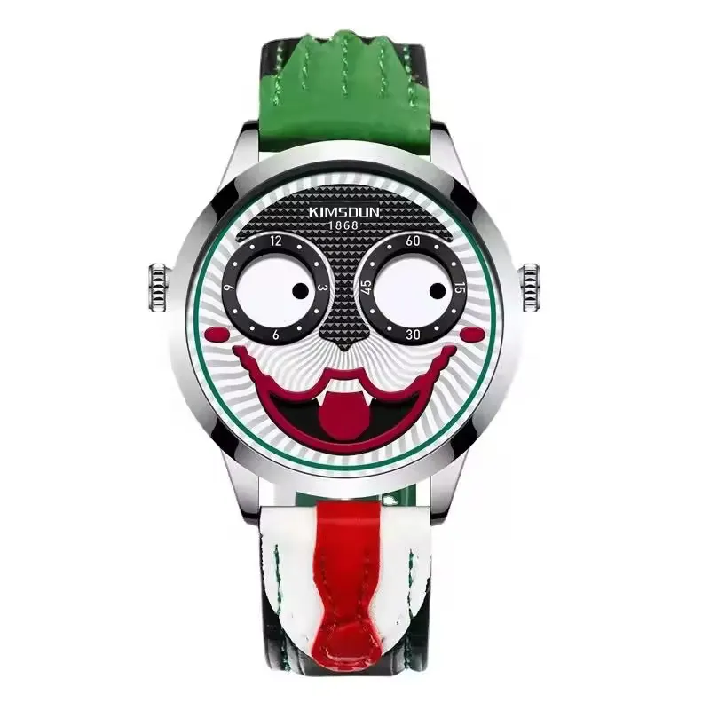Orologio da uomo personalizzato al quarzo ultimo orologio in pelle a prova di acqua russo Clown orologio da polso per il tempo libero