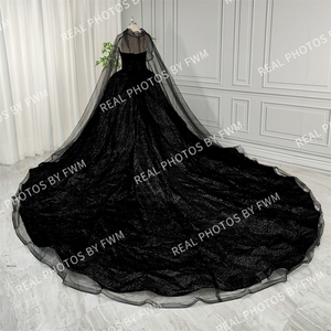 Vestido de Novia Gótico Negro con Lentejuelas y Encaje, Elegante y Lujoso, con Fotos Reales, Alta Calidad, para <span class=keywords><strong>Boda</strong></span>, Modelo 15944 - Product Image 4
