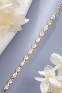 1.31ct ทองสีขาวล้วนยาว18K สร้อยข้อมือเทนนิสประดับเพชรทรงรีตัดจากห้องปฏิบัติการทรงรีสร้อยข้อมือเทนนิสเพชรทรงรี - Product Image 2