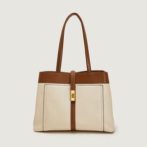 Women Fashion Large Capacity Tote <b>Bag</b> PU Leather Canvas Patchwork Top Handle <b>Shoulder</b> <b>Bag</b> For Work Daily - Product Image 1