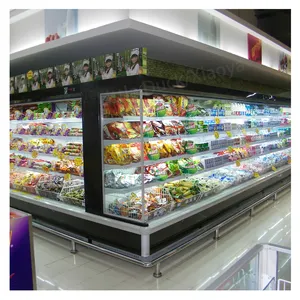 Venta de fábrica, refrigerador y congelador de supermercado, enfriador abierto de varias cubiertas vertical comercial, Enfriador de supermercado