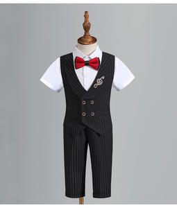 <strong>Suit</strong> and Classic Baby Black Striped <strong>Waistcoat</strong> + Shirt Sports Jacket Dress Children Clothing <strong>Boys</strong> - Product Image 2