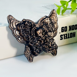 Venta al por mayor artesanías naturales de alta calidad talladas a mano de plata obsidiana calaveras de mariposa tallas para la decoración - Product Image 5
