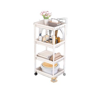 رف تخزين صغير بعجلات ذو 4 طبقات للحمام والمرحاض وغرفة النوم - رف زاوية متنقل محمول - Product Image 5