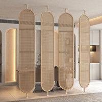 Paravent pliant en bois et rotin pour salon, chambre, hôtel, restaurant, entrée, porche, style nordique, 2 ou 4 volets