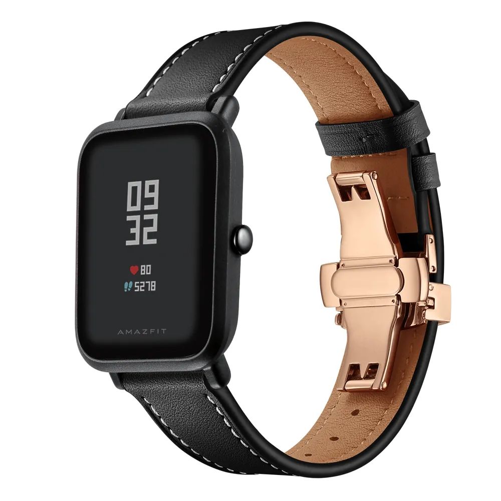 Fashion Genuine Leather Watch Band Strap for Xiaomi Huami Amazfit GTS 2 2e 2Mini Bip Lite 1S U Leather Sporty Wrist band strap
