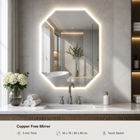Miroir de maquillage intelligent moderne HX modèle 8366 en argent avec source lumineuse LED, à fixer au mur pour la salle de bain