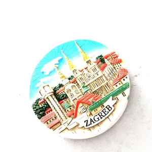 Wholesale custom design Zagreb Morocco Seoul Korea tourist souvenir resin fridge magnet