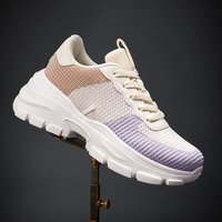 Vente en gros de chaussures de plateforme personnalisées, baskets de tennis décontractées, respirantes, légères, en maille, avec amorti, rehaussantes, pour la marche