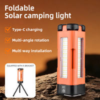 Lampe de travail solaire portable et pliable, lanterne de camping LED rotative multi-angles, lampe d'urgence extérieure pour réparation et pêche