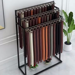 Rak Sabuk Logam untuk Ritel, Rak Pajangan Dasi Multi-layer untuk Toko Pakaian & Tas, Finishing Emas, Ukuran Dapat Disesuaikan, Tipe Lantai - Product Image 5
