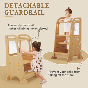 Tabouret de sécurité en <span class=keywords><strong>bois</strong></span> certifié FSC pour tout-petits avec pieds de soutien Tableau noir pour enfants de 1 à 3 ans - Product Image 4