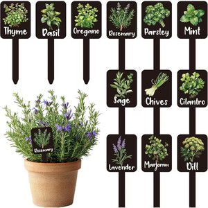 24 étiquettes de plantes en acrylique, 12 styles, marqueurs d'herbes de jardin, étiquettes de piquets pour plantes, étiquettes noires imperméables pour jardin intérieur et extérieur - Product Image 2