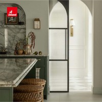 Armoires de cuisine en bois massif Alland Custom Luxury French Green Matte Painted Slim Shaker Panel avec quincaillerie en laiton pour la maison