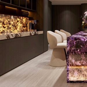 <span class=keywords><strong>Comptoir</strong></span> de bar en améthyste, pierre translucide naturelle de couleur violette, design mystérieux rétroéclairé, <span class=keywords><strong>pour</strong></span> cuisine ouverte - Product Image 4